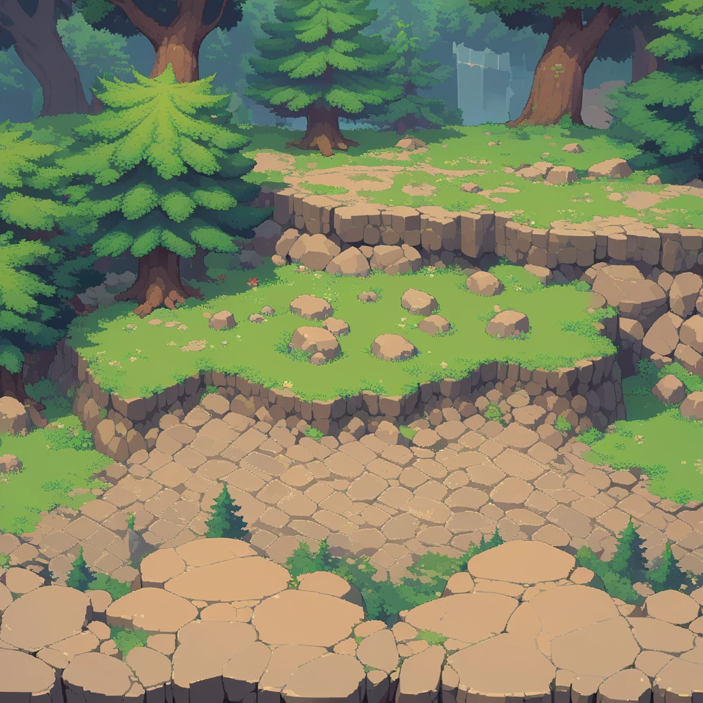 retro video game style,pixelated, vibrant colors,8-bit characters,sharp lines,detailed shading,classic gaming vibe,nostalgic atmosphere,classic arcade games,masterpiece:1.2,ultra-detailed,illustration style, 2d texture, stone texture, 4 k seamless mud texture, video game texture, dirt texture, tileset, game tiles, grass, trees, rock texture, detailed trees, topdown view, game texture, game art, tileable texture, very detailed cliff texture, top down view, 3/4th perspective