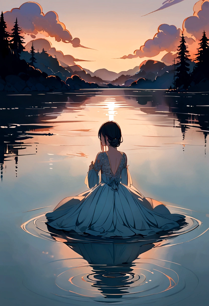Quiet lake at dawn. symbolizing peace