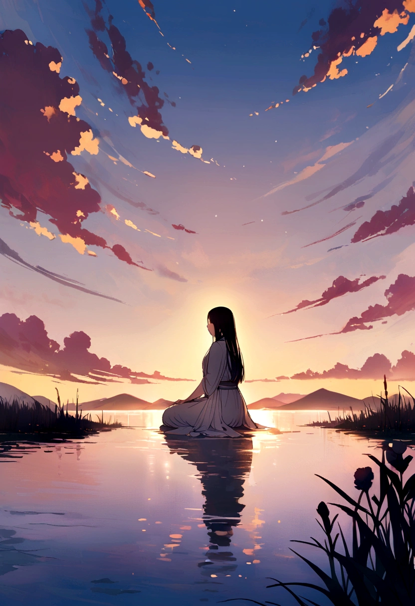 Quiet lake at dawn. symbolizing peace