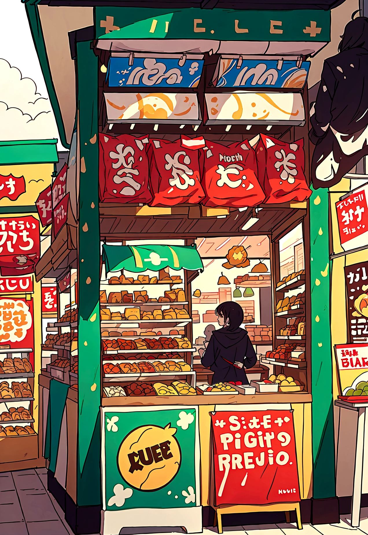 create a food court in background, without peoples