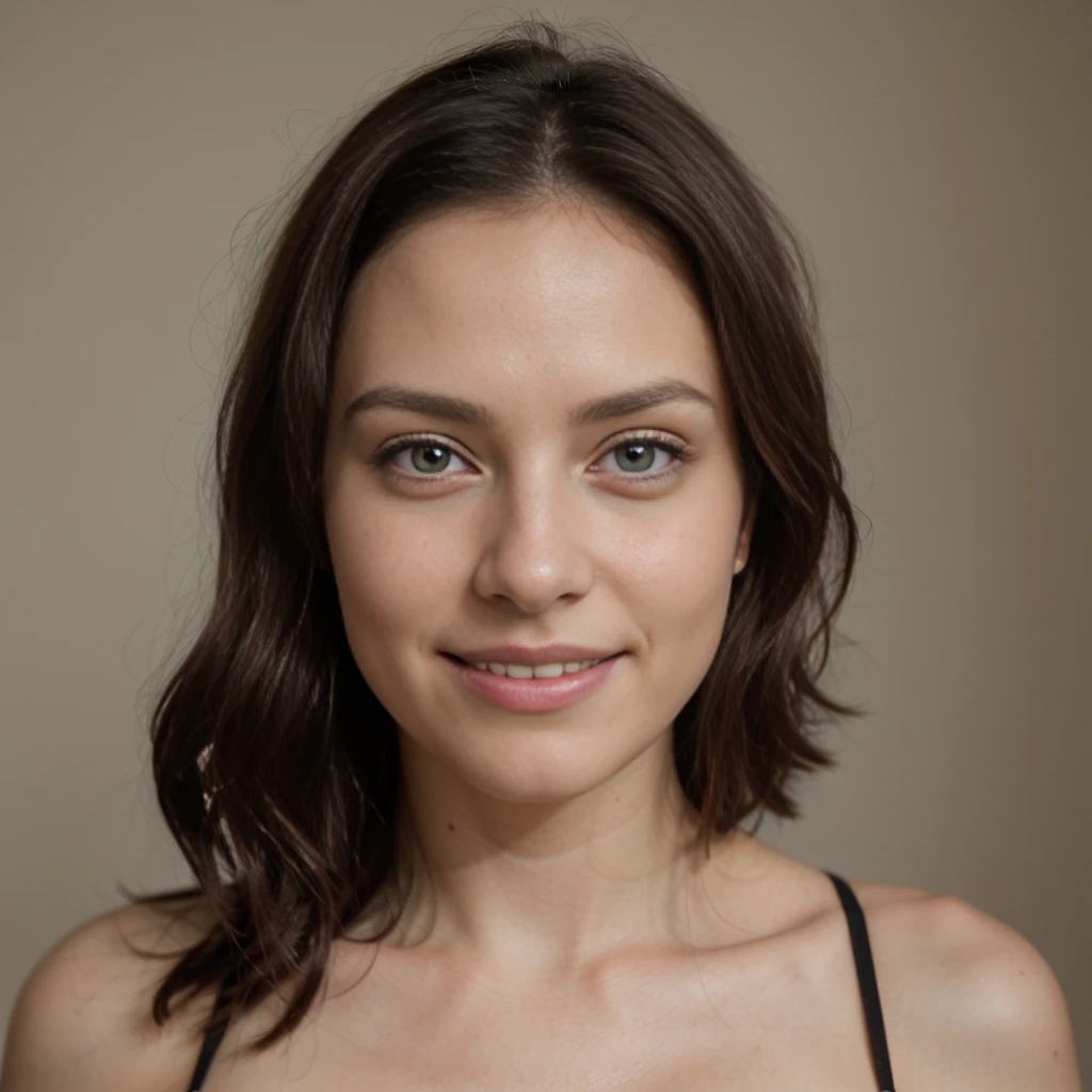 Belle brune, 28 ans, Visage innocent, cheveux ondulés naturels, yeux vert, résolution élevée, meilleur qualité, détails complexes, très détaillé, peau détaillée, texture de peau réaliste, texture, yeux détaillés, 4K, sourire charmant, photo de loin, photo éloigné, en talon, talon