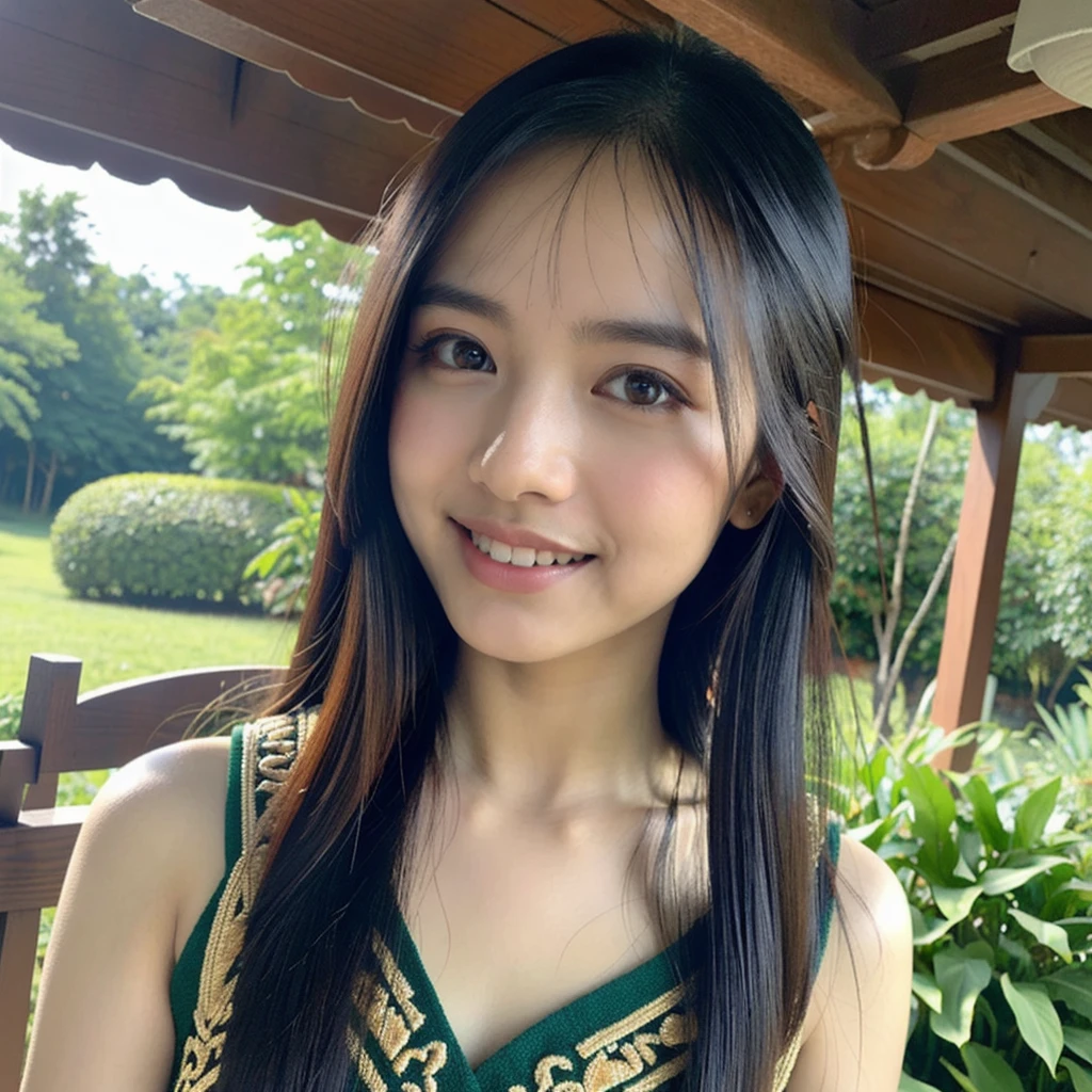 (((dashataran:1.4, ))), dayak, (RAW photo, best quality), (realistic, photo-realistic:1.3), masterpiece, an extremely delicate and beautiful, extremely detailed, CG, unity , 2k wallpaper, Amazing, finely detail, light smile, extremely detailed CG unity 8k wallpaper, huge filesize, ultra-detailed, highres, absurdres, soft light, (beautiful detailed sky, outdoor, jungle, wooden house) ((extremely detailed face, beautiful detailed girl, detailed fingers, extremely detailed eyes and face, beautiful detailed nose,)) light on face, solo, 1girl,(pureerosface_v1:0.6), black eyes, black hair, bangs, closed_mouth, lips, long_hair, looking_at_viewer, (upper body), realistic, (wearing_dayak_outfit:1.4), smile, ((detailed pupils))