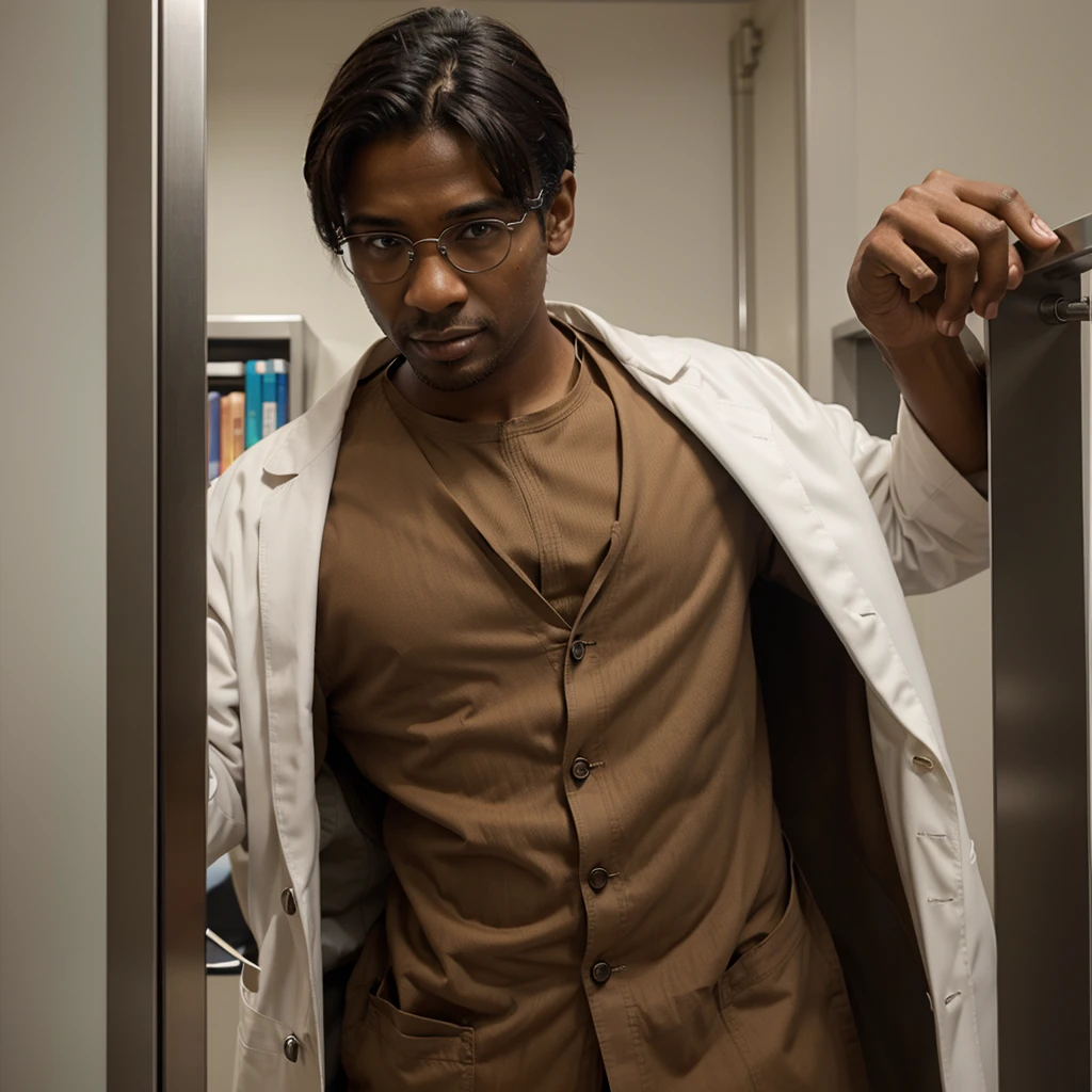naughty man,brown skinned,labcoat,cientist