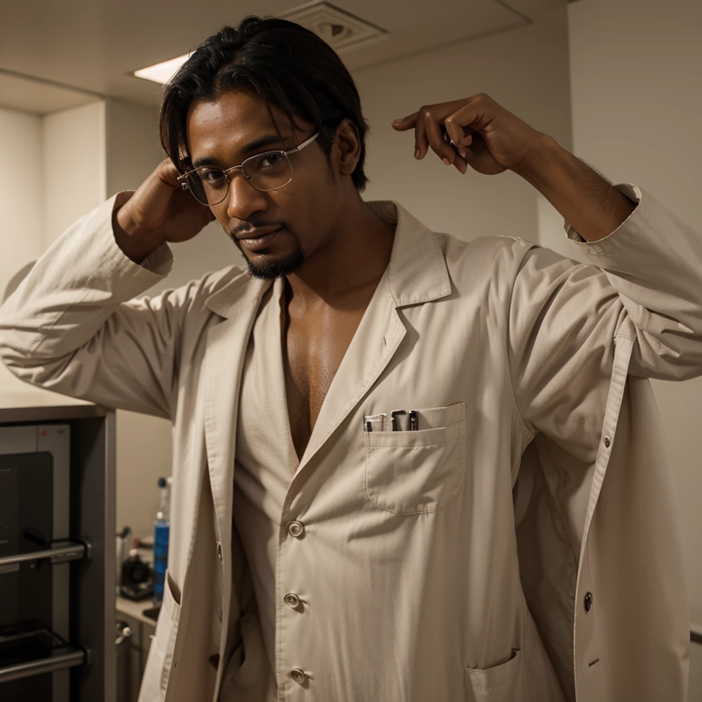 naughty man,brown skinned,labcoat,cientist