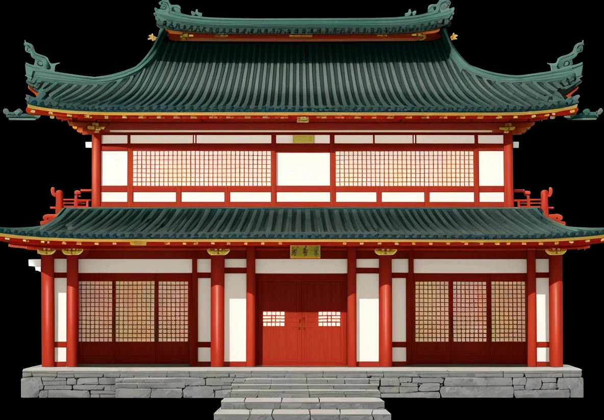 a cartoon illustration of a chinese house with a green roof, chinese building, an extremely detailed building, japanese house, european japanese buildings, zen temple background, temple background, japanese temple, ancient japanese architecture, tang dynasty palace, korean traditional palace, chinese architecture, background depicting a temple, japanese architecture, detailed scenery —width 672, chinese style