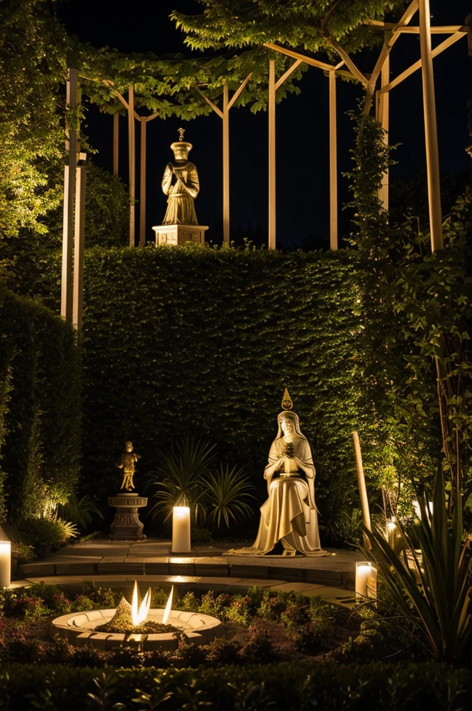 tarot comes to life at night in a garden 