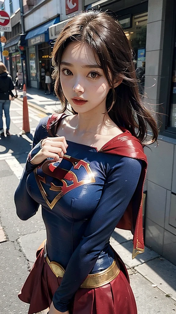 Woman body set big breasts, Supergirl costume dress