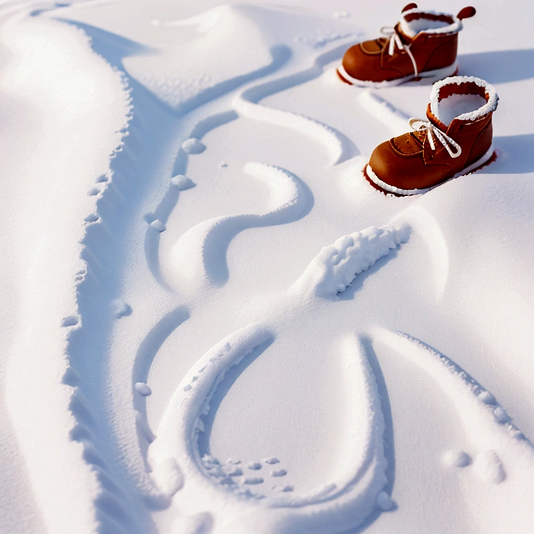 Footprints in the fresh snow.