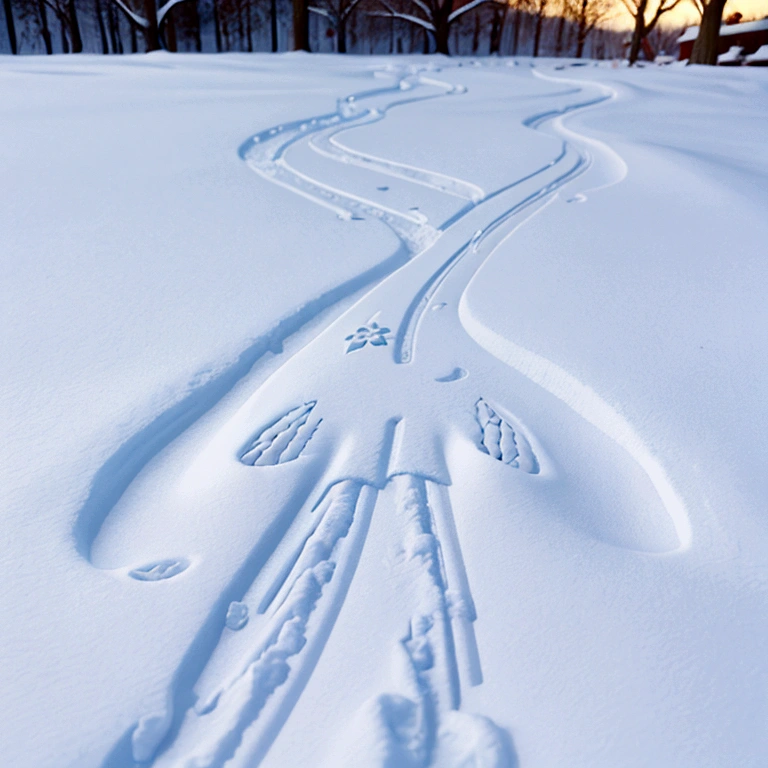 Footprints in the fresh snow.