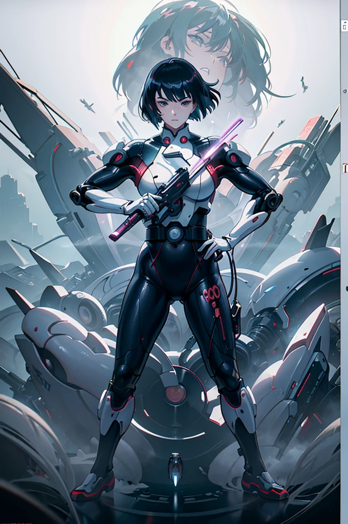 ghost in the shell in the style of 90's vintage anime, robotics, scifi, futuristic, surrealism, akira style, advance suit, detailed line art, fine details, greg rutkowski makoto shinkai kyoto animation key art feminine eye-level shot