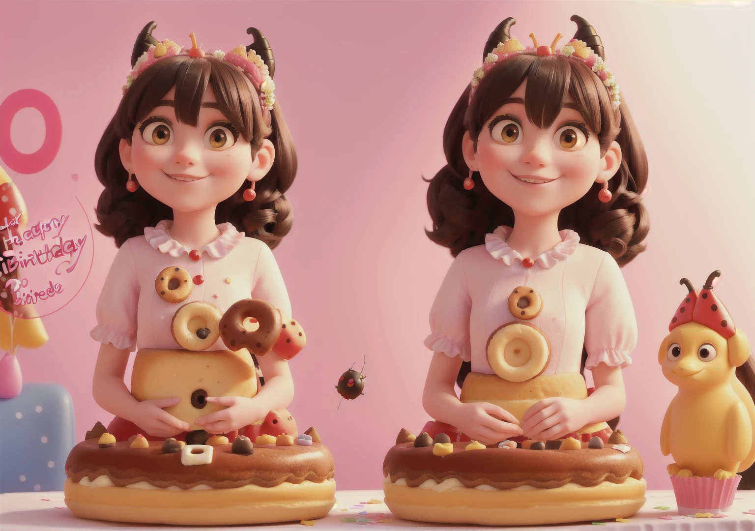araffe girl dressed as a ladybug eating a donut, eating cakes, at a birthday party, holding a birthday cake, birthday , 2 years old, eating cheese, photo taken with nikon d750, photo taken with nikon d 7 5 0, shot with canon eoa 6 d mark ii, celebrating a birthday, Portrait photo, pexels