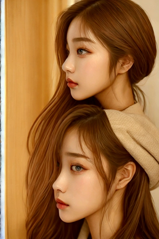 ((best quality)), ((masterpiece)), (detailed), (매우 detailed 얼굴 표현), perfect face, Korean multi-color trend fashion, 2 women, twin, Madison Beer, without makeup, Profile picture, Use Instagram Filters, Subtle soft and dim light, perfect face, julia sardinian, perfect hands, Random behavior, (clothes:random color), whole body보기, whole body, wall full of decorations, looking at the camera, korean beauty,