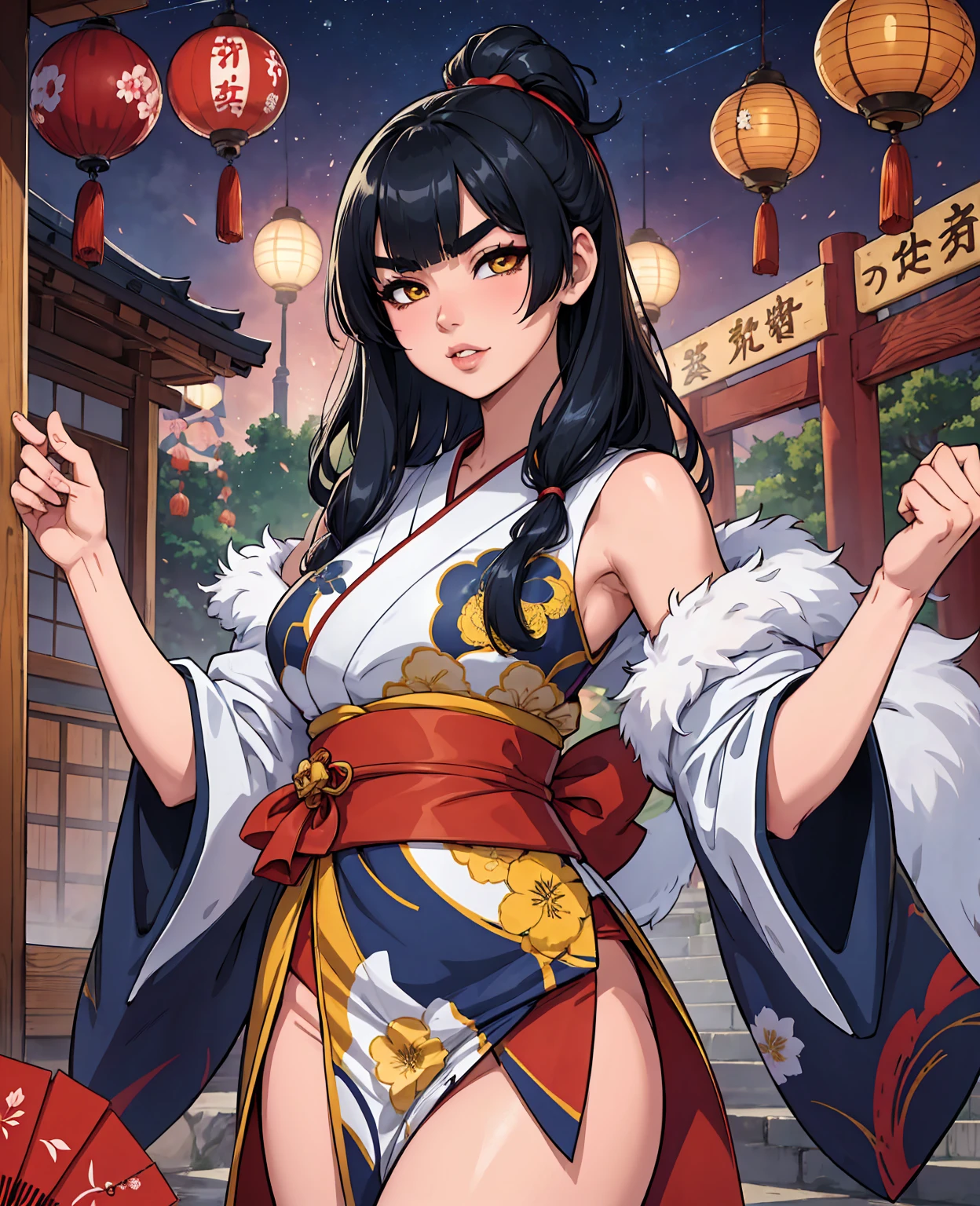 Nengajo: The Japanese New Year's Card,Happy New Year,New Year, ,Shimabara Yuuhi,lips gloss,blue black hair,short disheveled bangs,jagged cowlick,long locks,medium hair,thick eyebrows,sharp yellow eyes