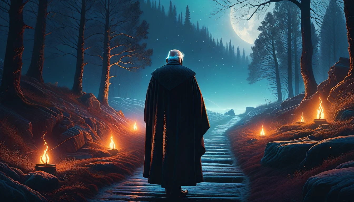 (dark magic), (grim), old man by Alena Aenami, (intricate details), (hyperdetailed), 8k hdr, high detailed, lot of details, high quality, soft cinematic light, dramatic atmosphere, atmospheric perspective, realistic, photorealistic