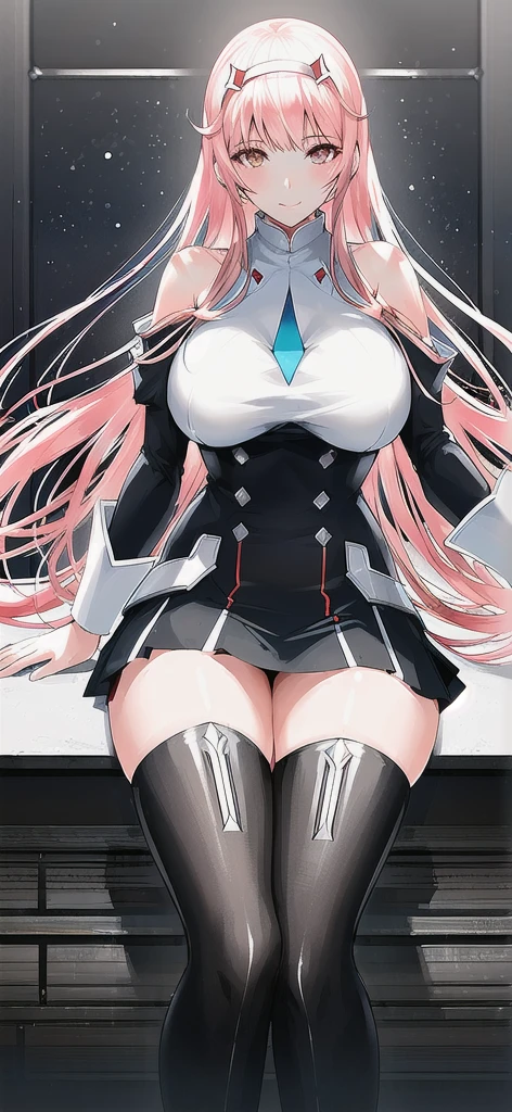 (zero_two_001:1.4), thicc school 1girl wearing thighhighs pleated skirt, skirt pull, skirt lift, revealing panties, short skirt, gorgeous features, clear face, symmetrical face, beautiful face, rendered eyes, detailed eyes, beautiful hair, smile, long legs, [thick|slender] bare thighs, thigh gap, natural breasts, symmetrical breasts, perfect breasts, anatomy, athletic, fit, in shape, exotic, alluring, mature, masterpiece portrait, extreme detail, (character focus:1.4), highly detailed, 8k octane, HDR, ultra detailed, best quality, highest quality, realistic lighting, hyperdetailed
