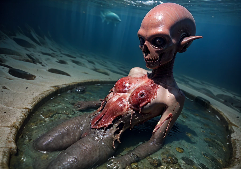 Ocean alien like creature made with slaughtered human bodies and blood