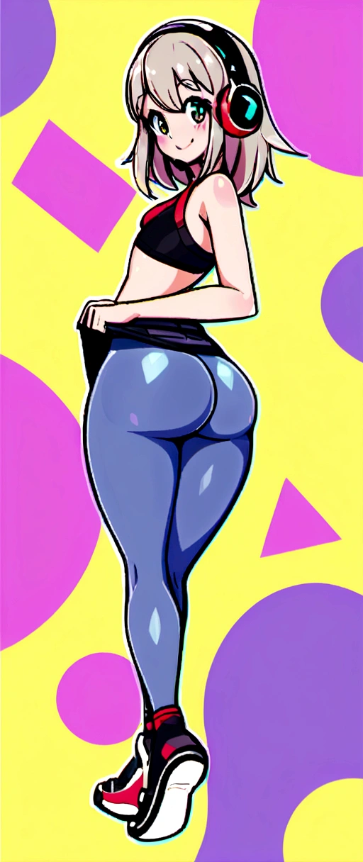 POV: ((big juicy ass)) Riley Reid as a sexy gamer, skinny, slim thick, small waist, 8k, (curvy accentuated and lifted booty), smiling, headphones, in tights