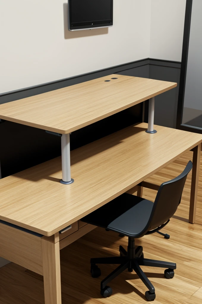 Give me a desk made of melamine that faces the front and that is realistic that is very real.