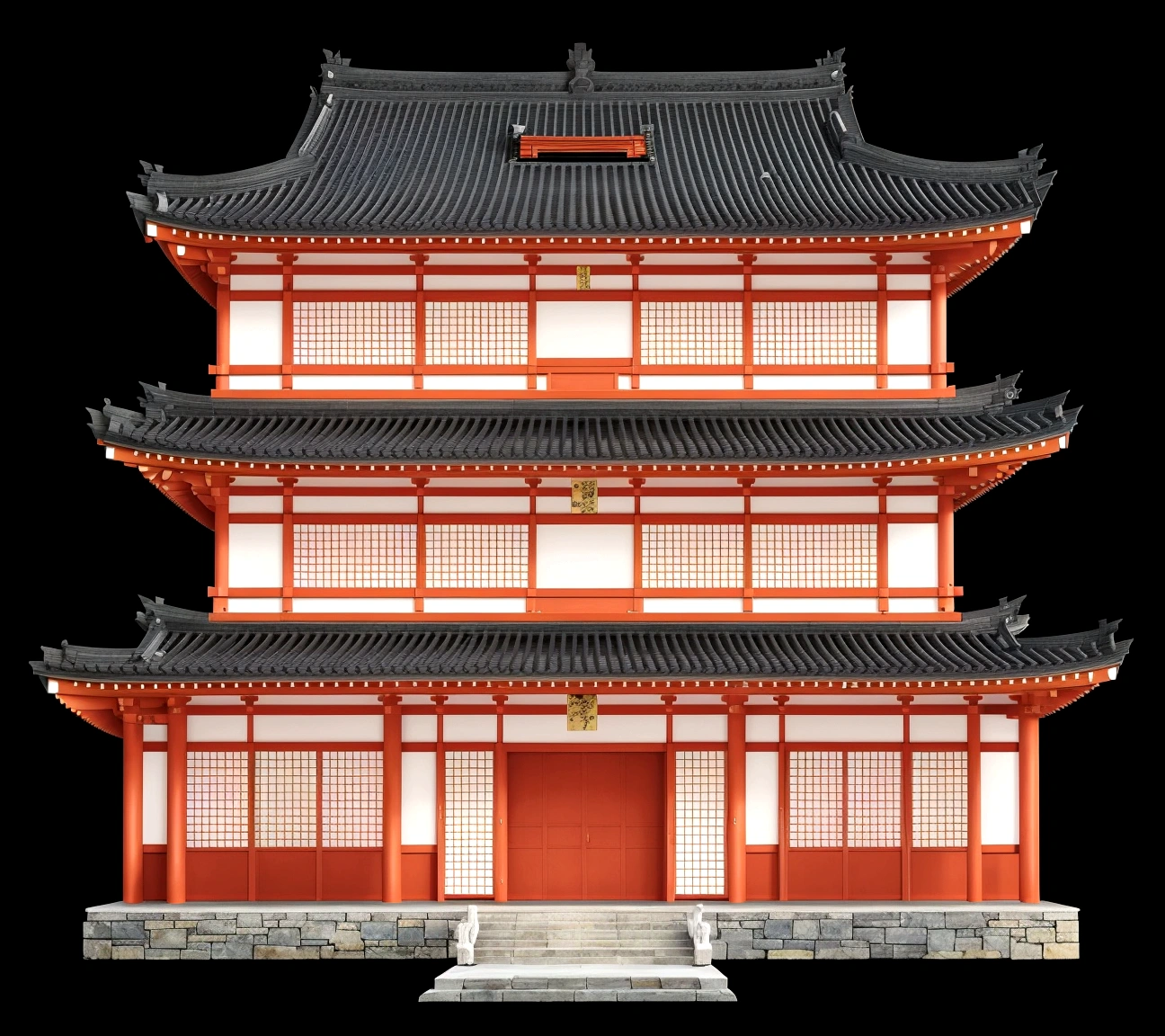 a close up of a red building with a black roof, ancient japanese architecture, japanese architecture, japanese temple, european japanese buildings, japanese house, japanese temples, digital painting of a pagoda, japonisme 3 d 8 k ultra detailed, zen temple background, an extremely detailed building, chinese building, pagoda, japanese heritage, feudal japanese setting, traditional japanese