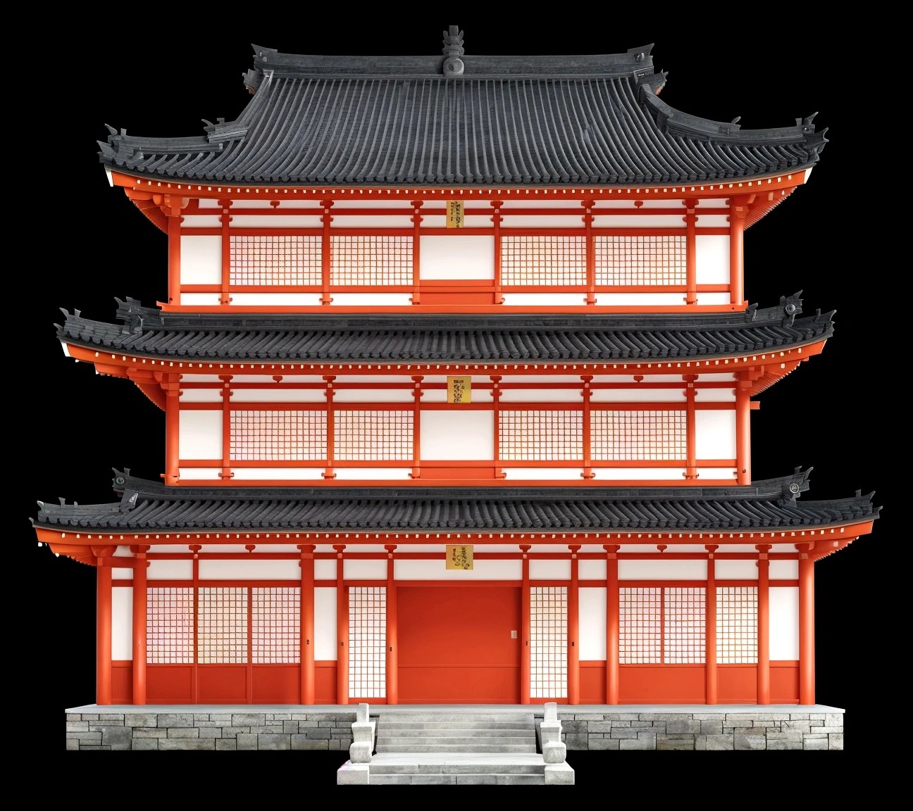 a close up of a red building with a black roof, ancient japanese architecture, japanese architecture, japanese temple, european japanese buildings, japanese house, japanese temples, digital painting of a pagoda, japonisme 3 d 8 k ultra detailed, zen temple background, an extremely detailed building, chinese building, pagoda, japanese heritage, feudal japanese setting, traditional japanese