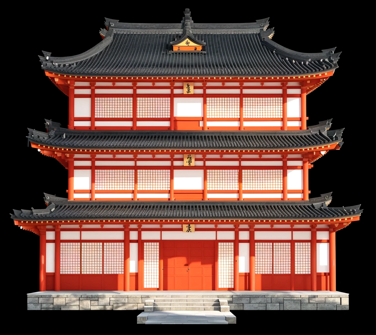 a close up of a red building with a black roof, ancient japanese architecture, japanese architecture, japanese temple, european japanese buildings, japanese house, japanese temples, digital painting of a pagoda, japonisme 3 d 8 k ultra detailed, zen temple background, an extremely detailed building, chinese building, pagoda, japanese heritage, feudal japanese setting, traditional japanese