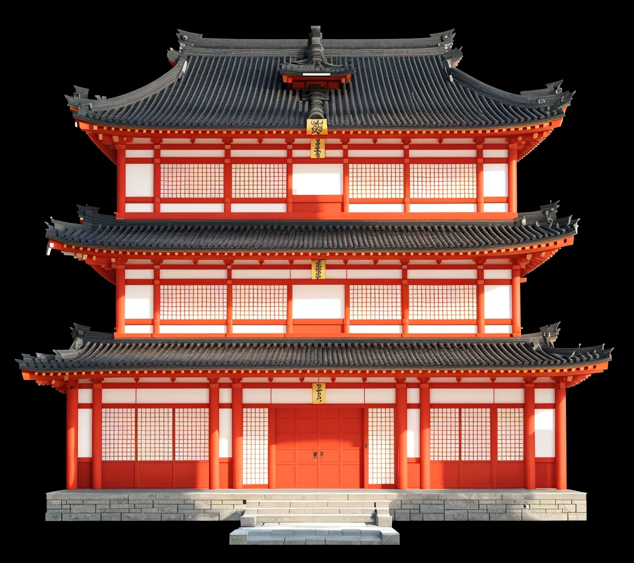 a close up of a red building with a black roof, ancient japanese architecture, japanese architecture, japanese temple, european japanese buildings, japanese house, japanese temples, digital painting of a pagoda, japonisme 3 d 8 k ultra detailed, zen temple background, an extremely detailed building, chinese building, pagoda, japanese heritage, feudal japanese setting, traditional japanese