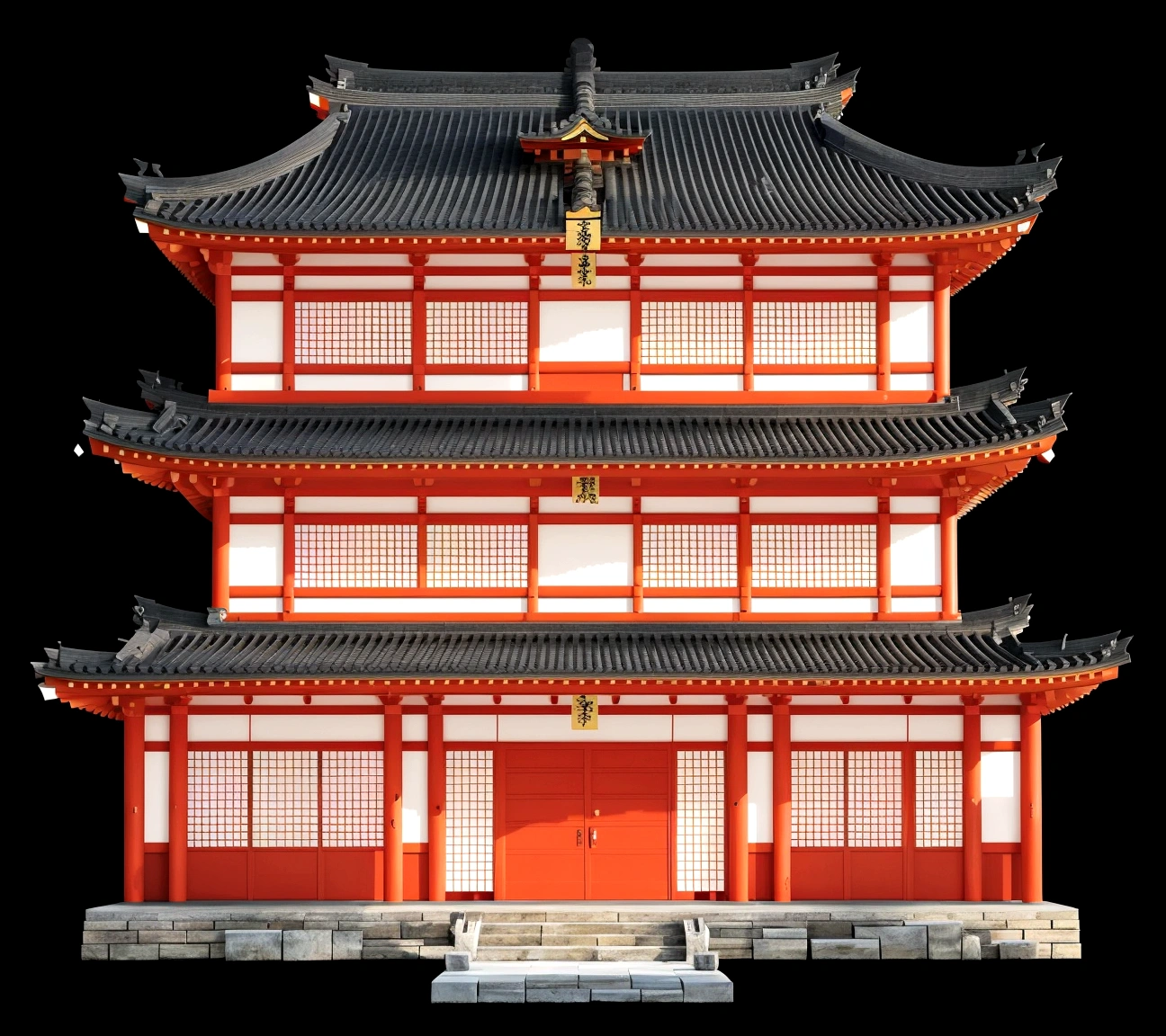 a close up of a red building with a black roof, ancient japanese architecture, japanese architecture, japanese temple, european japanese buildings, japanese house, japanese temples, digital painting of a pagoda, japonisme 3 d 8 k ultra detailed, zen temple background, an extremely detailed building, chinese building, pagoda, japanese heritage, feudal japanese setting, traditional japanese