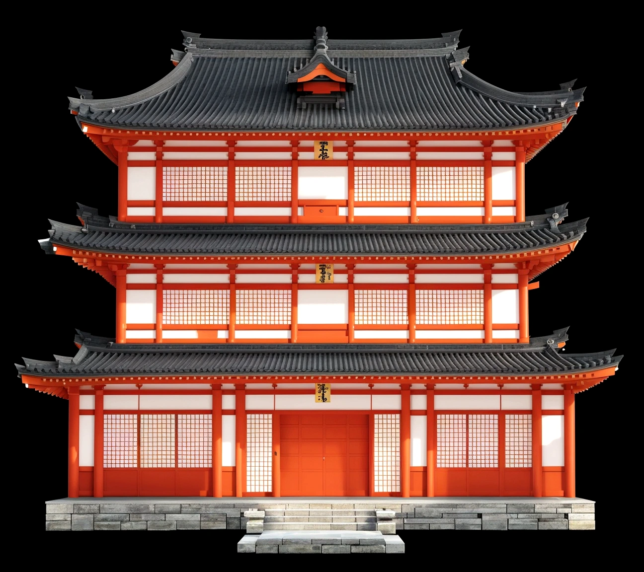 a close up of a red building with a black roof, ancient japanese architecture, japanese architecture, japanese temple, european japanese buildings, japanese house, japanese temples, digital painting of a pagoda, japonisme 3 d 8 k ultra detailed, zen temple background, an extremely detailed building, chinese building, pagoda, japanese heritage, feudal japanese setting, traditional japanese