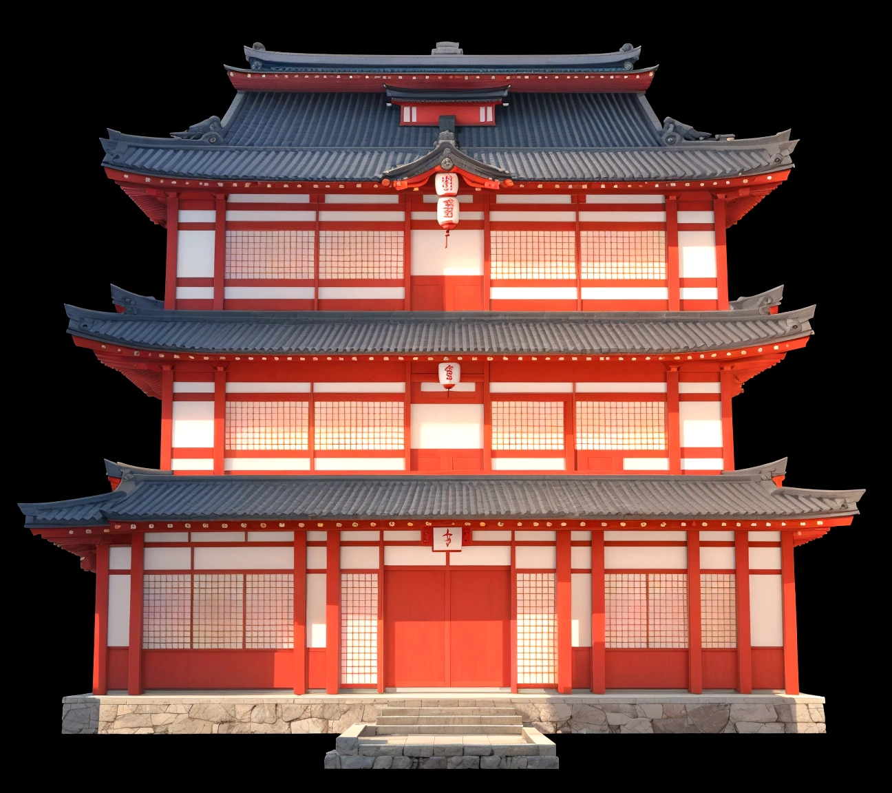 a close up of a red building with a black roof, ancient japanese architecture, japanese architecture, japanese temple, european japanese buildings, japanese house, japanese temples, digital painting of a pagoda, japonisme 3 d 8 k ultra detailed, zen temple background, an extremely detailed building, chinese building, pagoda, japanese heritage, feudal japanese setting, traditional japanese