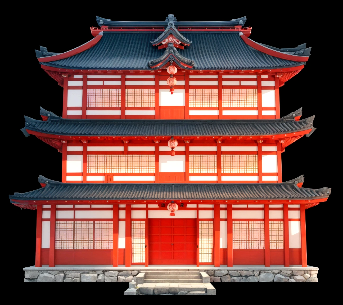 a close up of a red building with a black roof, ancient japanese architecture, japanese architecture, japanese temple, european japanese buildings, japanese house, japanese temples, digital painting of a pagoda, japonisme 3 d 8 k ultra detailed, zen temple background, an extremely detailed building, chinese building, pagoda, japanese heritage, feudal japanese setting, traditional japanese