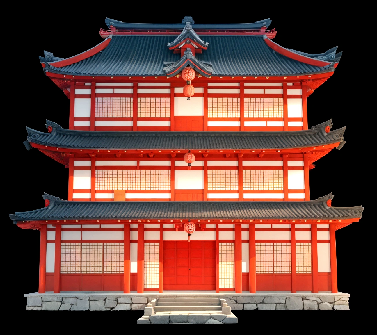 a close up of a red building with a black roof, ancient japanese architecture, japanese architecture, japanese temple, european japanese buildings, japanese house, japanese temples, digital painting of a pagoda, japonisme 3 d 8 k ultra detailed, zen temple background, an extremely detailed building, chinese building, pagoda, japanese heritage, feudal japanese setting, traditional japanese