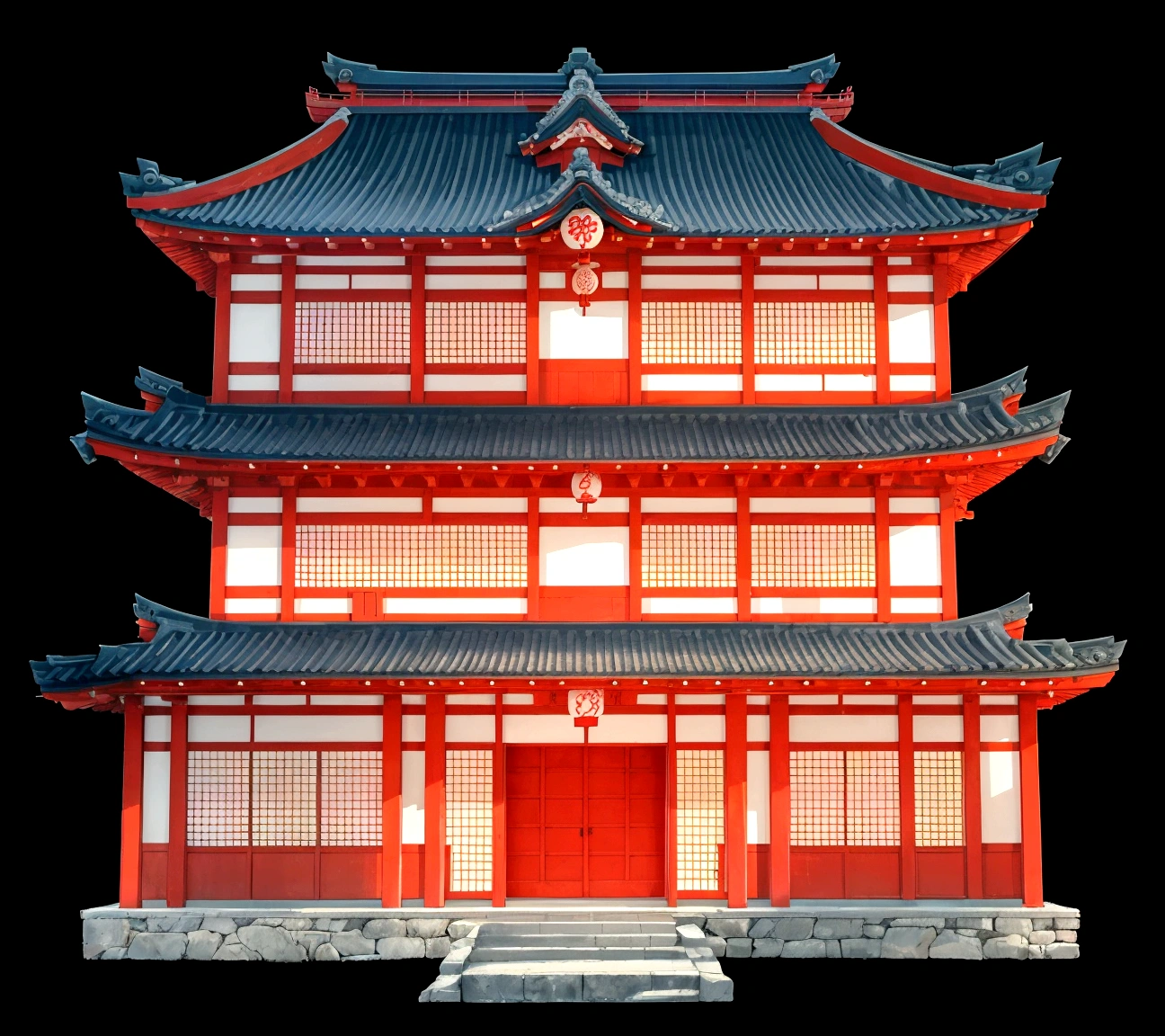 a close up of a red building with a black roof, ancient japanese architecture, japanese architecture, japanese temple, european japanese buildings, japanese house, japanese temples, digital painting of a pagoda, japonisme 3 d 8 k ultra detailed, zen temple background, an extremely detailed building, chinese building, pagoda, japanese heritage, feudal japanese setting, traditional japanese