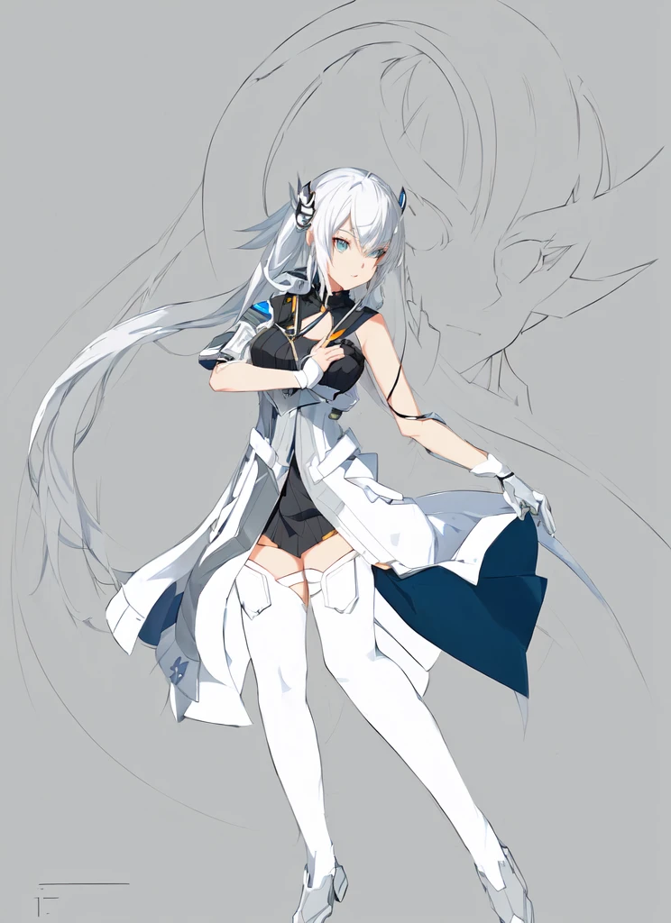 anime character with long white hair and a white coat holding a gun, white haired deity, official character art, digital art on pixiv, inspired by senior character artist, ( ( character concept art ) ), official character illustration, anime style character, cyborg - girl with silver hair, female anime character, pixiv contest winner, anime character, game art!!