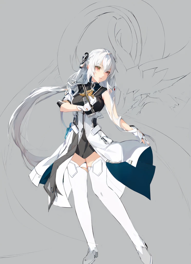 anime character with long white hair and a white coat holding a gun, white haired deity, official character art, digital art on pixiv, inspired by senior character artist, ( ( character concept art ) ), official character illustration, anime style character, cyborg - girl with silver hair, female anime character, pixiv contest winner, anime character, game art!!