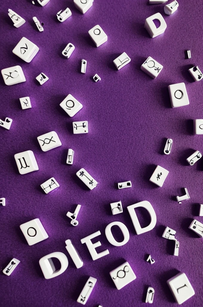Create an image with the purple letter D and in it there are small images of music artists