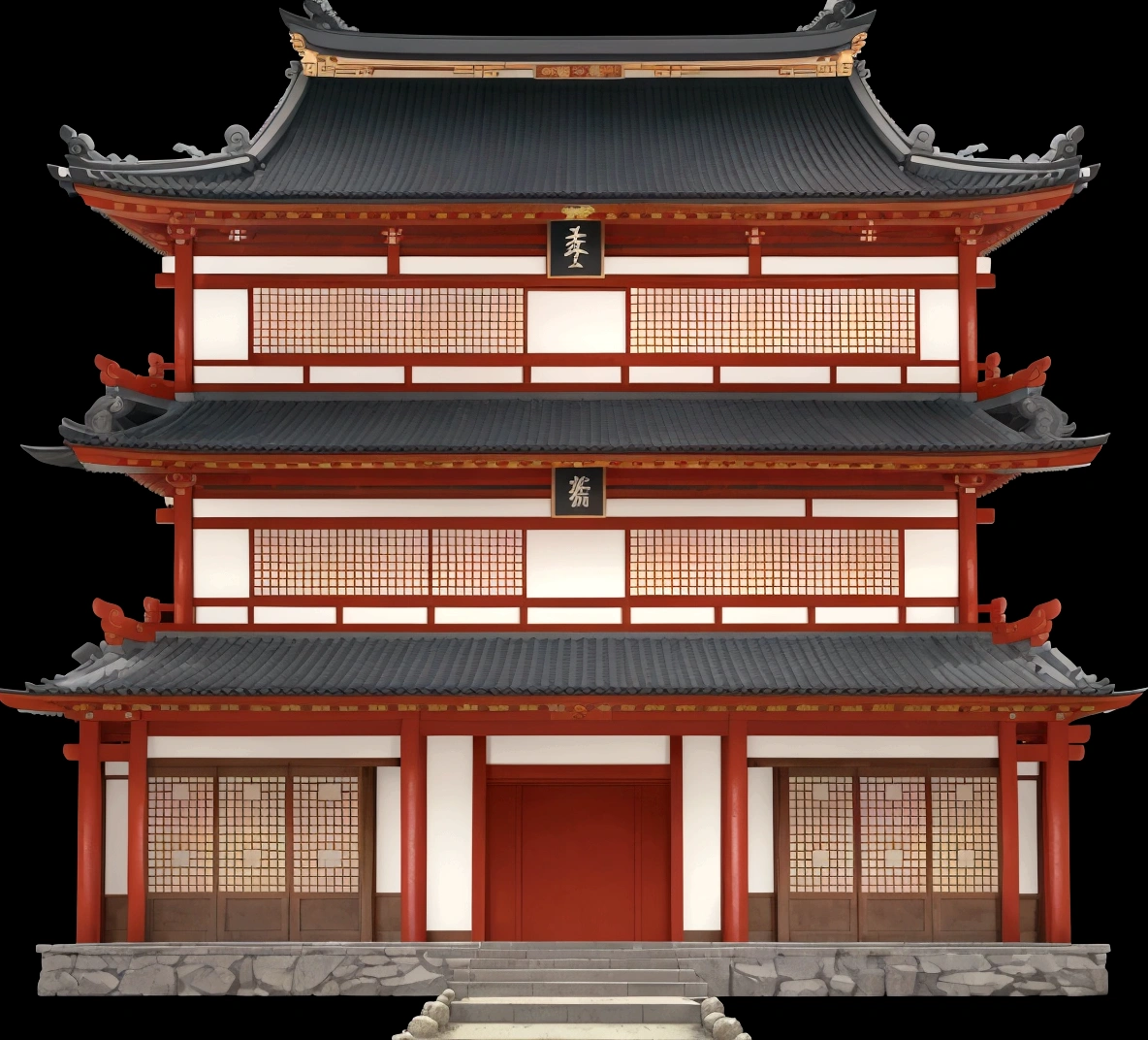 a cartoon illustration of a chinese building with a door and windows, an extremely detailed building, zen temple background, japanese temple, european japanese buildings, japanese house, ancient japanese architecture, digital painting of a pagoda, chinese building, temple background, japanese architecture, japanese temples, background depicting a temple, a temple, inspired by Tōshi Yoshida, temple