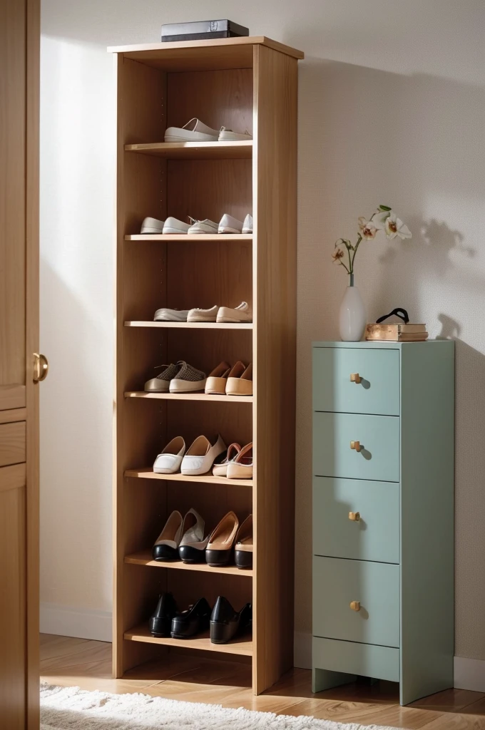 Give me a shoe cabinet made with melamine and that is very real and that does not have shoes, the furniture that does not have objects in the furniture, only this is the furniture that does not have objects, the shoe cabinet that is a man's, the furniture that is a man's