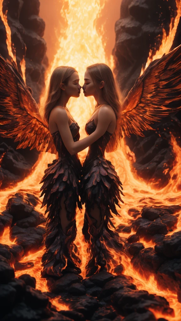 masterpiece，Highest quality，Rich in details，high resolution，flame/fiery的焰/flame，Dynamic Scene Scale 1.3，Romantic couple kissing in the fire，Firestorm，on fire，Bizarre fantasy image，Excellent skin texture，Magic Circle，Casting a Spell，strange，紫色strength，strength，fiery，meteor。