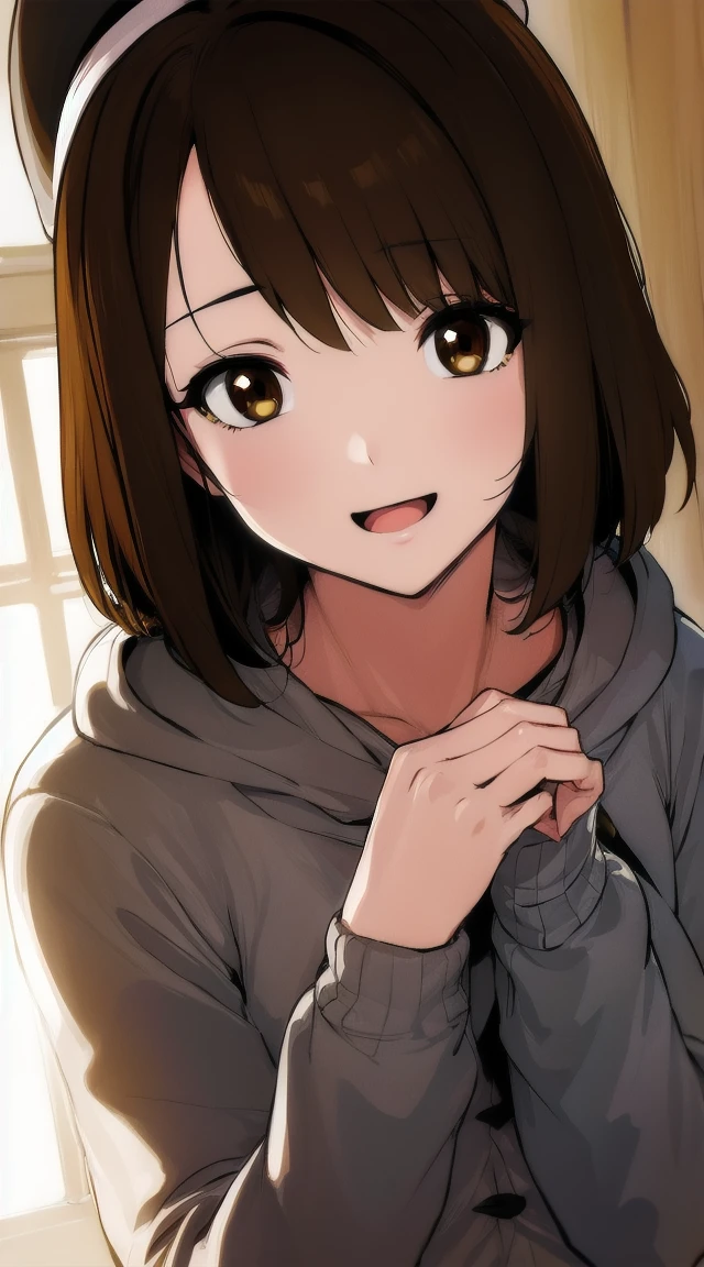 1girl,((black hair))
BREAK (( pokemongloria, (brown eyes:1.5), brown hair, medium hair, small breasts,cardigan, dress, green headwear, grey cardigan, hood, hood down, hooded cardigan, long sleeves, pink dress, short dress,
:1))
BREAK ((happy,r:1.4))
BREAK indoors,
BREAK looking at viewer,
BREAK (masterpiece:1.2), best quality, high resolution, unity 8k wallpaper, (illustration:0.8), (beautiful detailed eyes:1.6), extremely detailed face, perfect lighting, extremely detailed CG, (perfect hands, perfect anatomy),