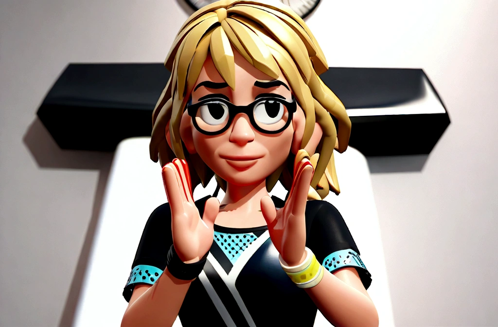 Cartoon character of a man in black glasses and blue shirt, an animated character, stylized character, animation style rendering, 3d stylized, Arnold Maya rendering, Stylized 3D rendering, toon render screenshot, 3d character, 3d character, Stylized 3D rendering, 3D character rendering, cartoon character, Personagem de close up, character posing, (Pixar-style) (master part:1.2) (bokeh) (best qualityer) (skin detailed) (detailed texture) (8K) (Argilla) (cinematic lighting) (sharp focus，Sit down and lift your upper body