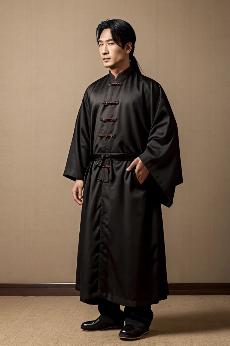 1 guy, old chinese clothes, long black hair, black eyes black clothes