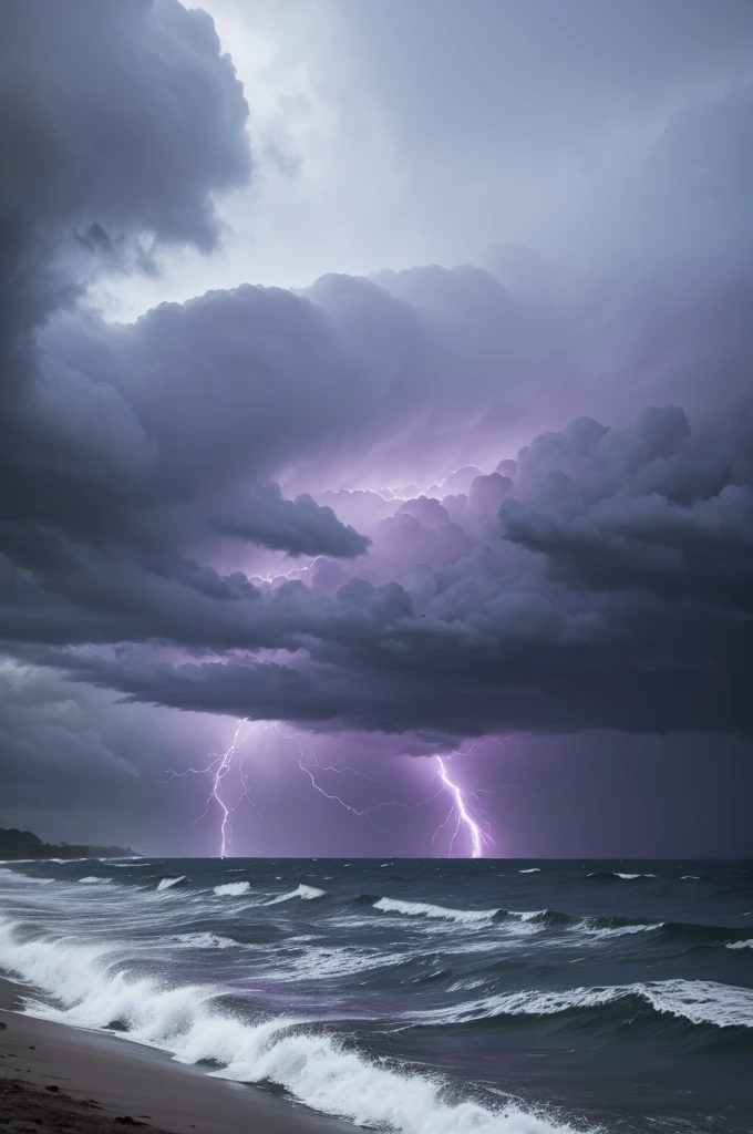 Rainy sky storm cyclone rough sea purple dark chill