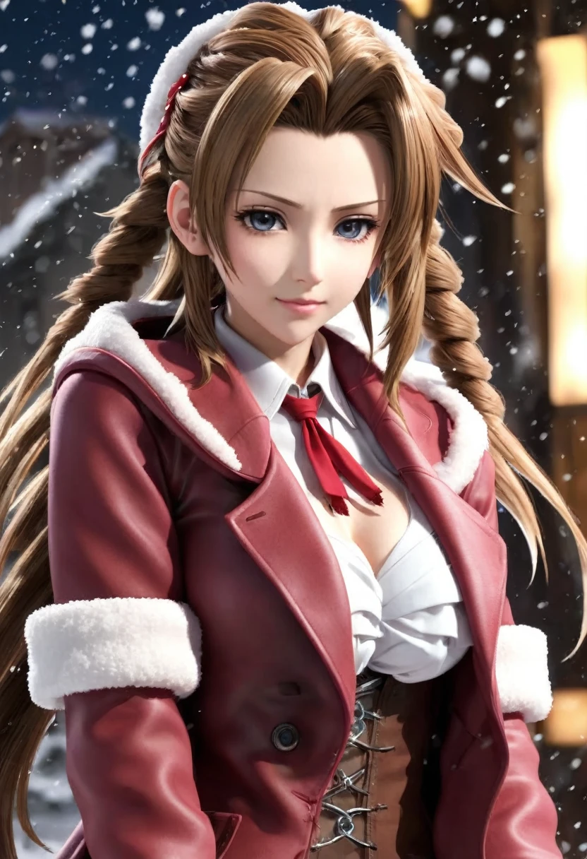 Aerith in a long coat and boots、Tipsy、Snow is piled up、Alone, trembling with an ahegao face, urinating、Sitting with legs apart、Smirk、Long Tongue、Rolling up the whites of one&#39;s eyes、Wide-open eyes、Mouth wide open with tongue sticking out、(10 Hearts)、Herahela、Looks happy、Drunk