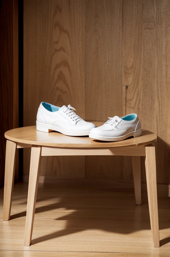 Shoe furniture that is very realistic, give me another image that does not have objects made with melamine, shoes that are men's, give me another image, another image, another image without shoes, please, the shoe furniture that is empty, just let the furniture appear, not the shoes alone. Let the furniture appear, well, give me another image without the person, just the furniture that appears.
