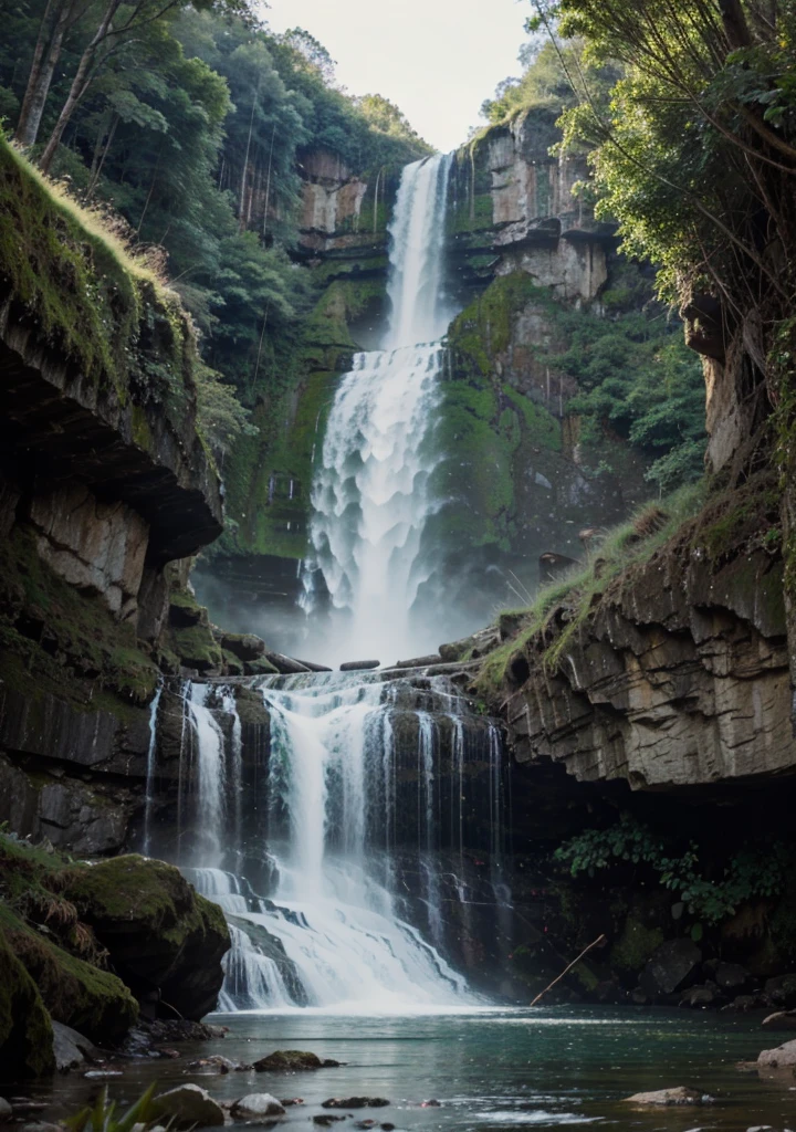 Create a grass fox in a waterfall