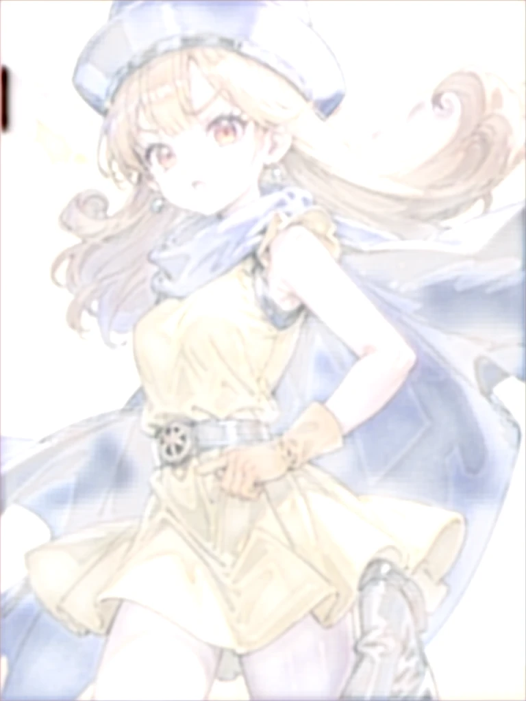 1girl,独奏,DQ4-ALENA,black pantyhose,blue cape,blue headwear,boots,curly hair,earrings,long hair,Orange gloves,orange hair,red eyes,sleeveless,yellow dress,yellow skirt,dynamic pose,small breasts,(shiny,shiny dress:1.1)jumping,v-shaped eyebrows,fine weather, (masterpiece), (best quality), (ultra-detailed), intricate detail,, (masterpiece), (best quality), (ultra-detailed), intricate detail,Big Tits、nsfw