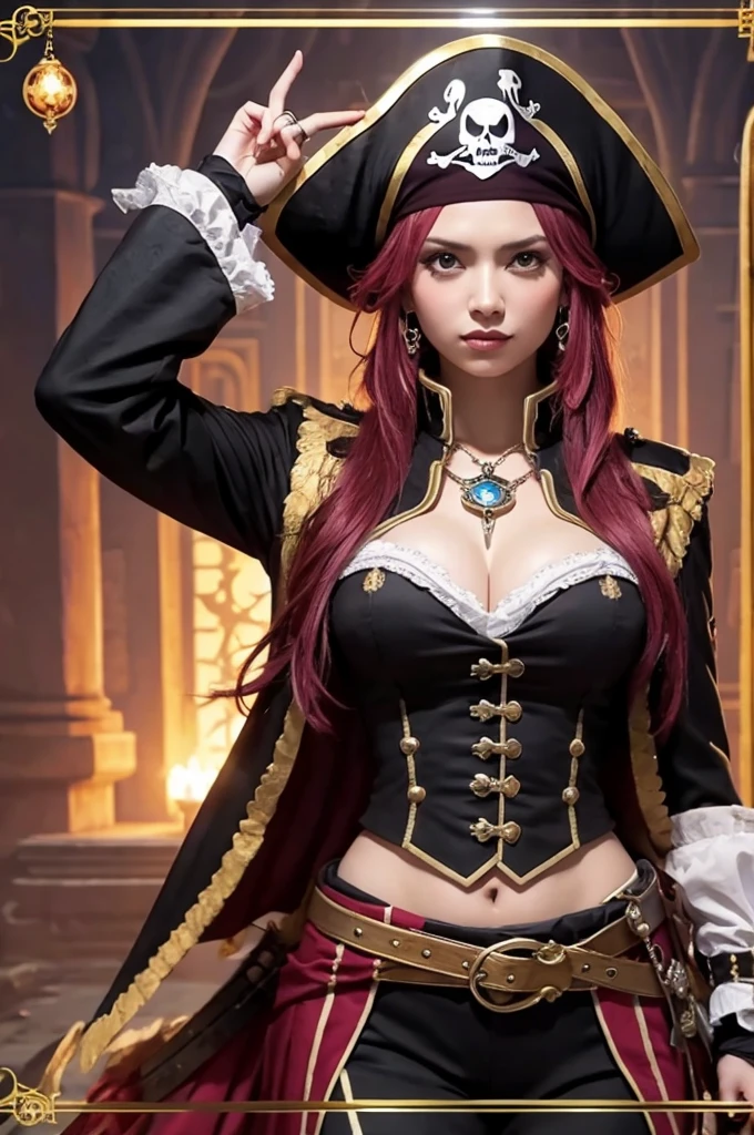a Latin female character with hat and a long dress , in the style of piratepunk , magali villeneuve , bold curves , dmitri danish , catcore , hendrick cornelisz vroom , elaborate costumes -- ar 1:2