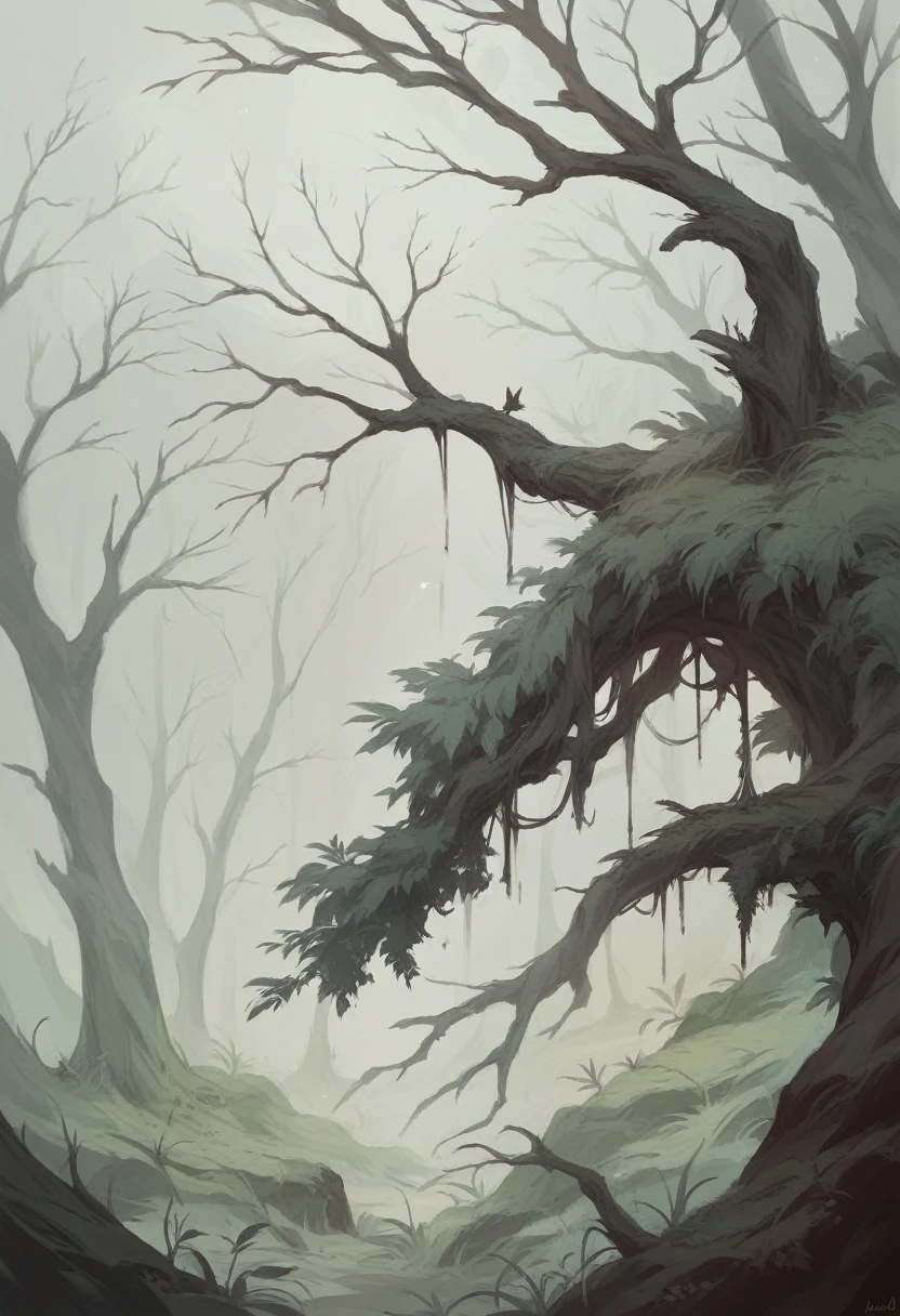 forest in the style of Oleg Oprisco, video, focus on a tree, soft, muted tones, close up, --ar 36:55 --stylize 750 --v 6