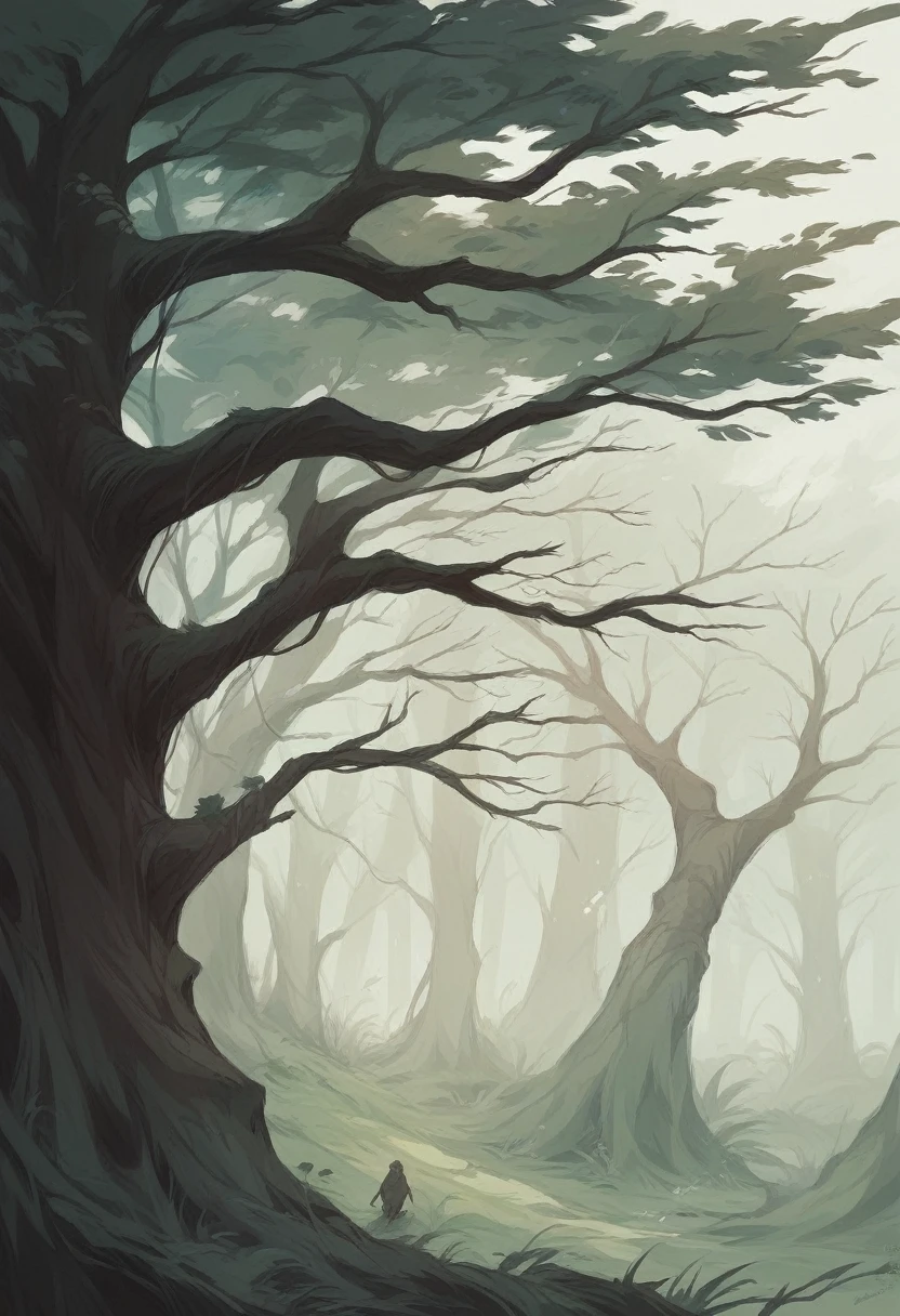  forest in the style of Oleg Oprisco, video, focus on a tree, soft, muted tones, close up, --ar 36:55 --stylize 750 --v 6 