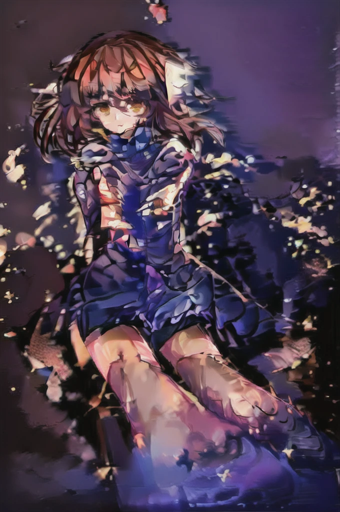 One side of the dress is torn at the chest、Dust cloud、tits、Nipples fully visible、receive damage from an attack、anime、((Battle scene in the ruins))、blush、Line art、Pencil drawing、short hair、Black Dress